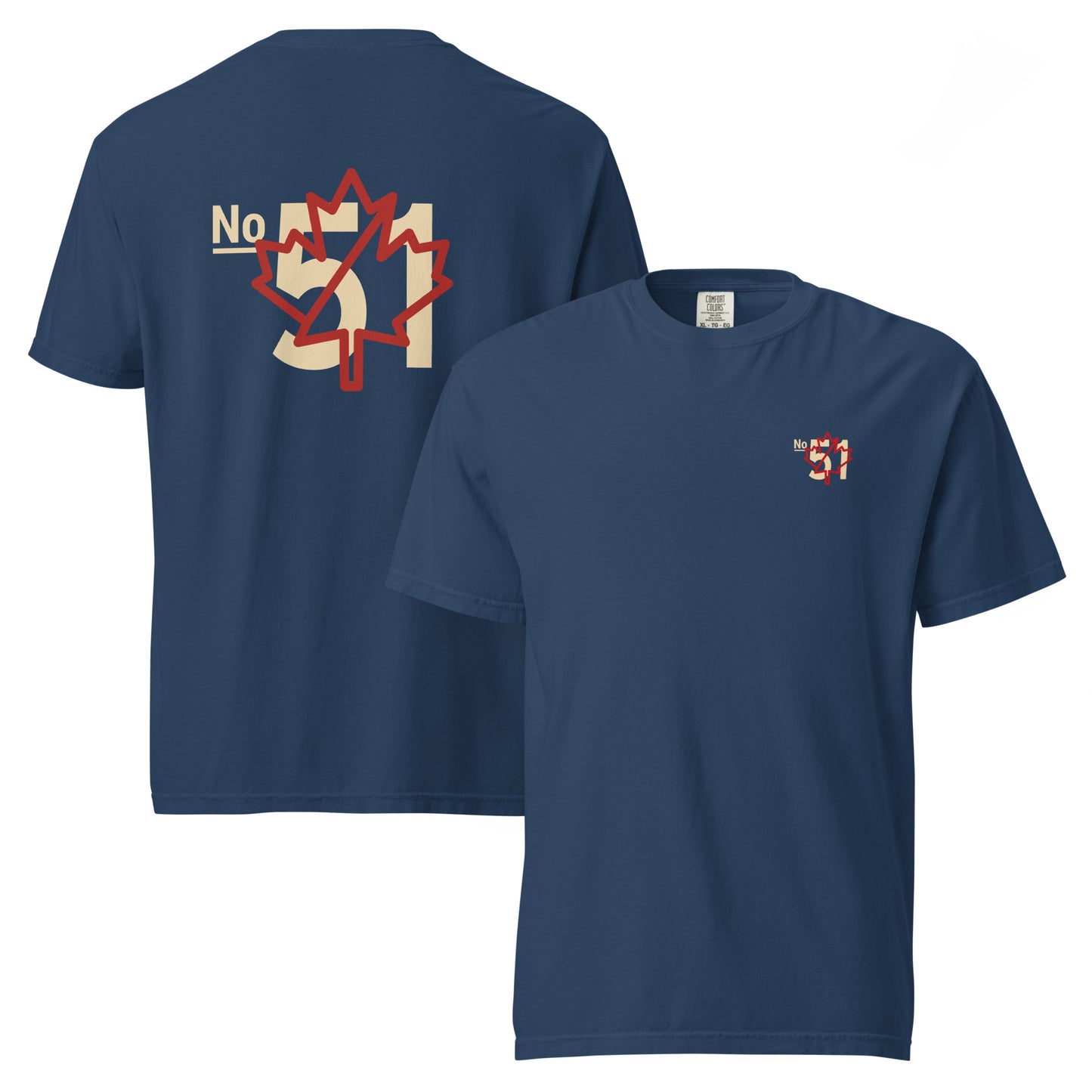 'True navy' graphic t-shirt with a 'Game Off | Never the 51st State' baseball inspired design by State Limit Apparel.