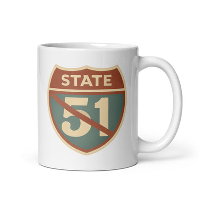 A white ceramic mug with a retro 'Road Closed' graphic design by State Limit Apparel.