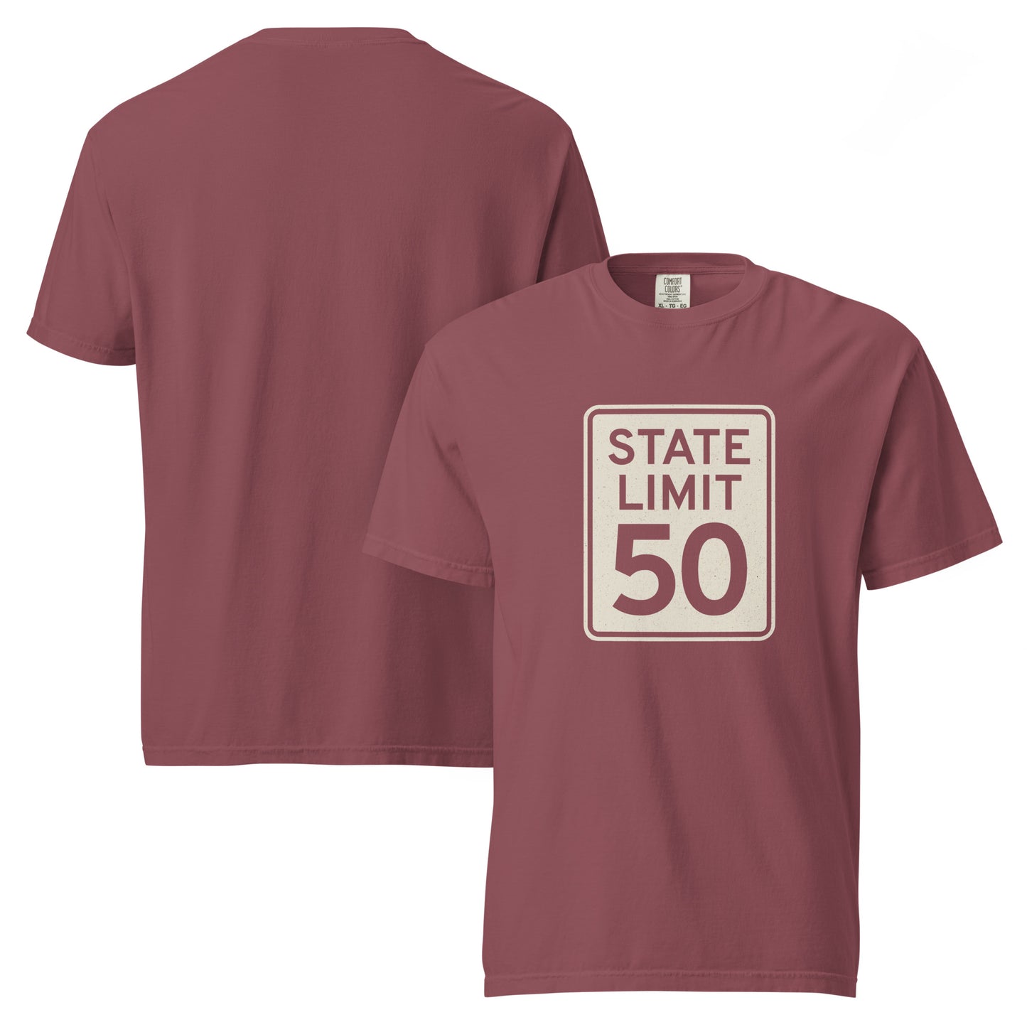 'Brick' graphic t-shirt with a 'State Limit | Keep Canada Canadian' road sign design by State Limit Apparel.